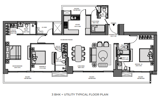 3 BHK + Utility (Premium Residences)