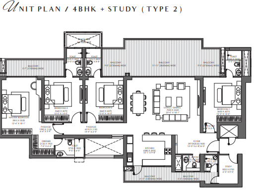 4 BHK + Study