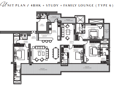 4 BHK + Study + Family Lounge
